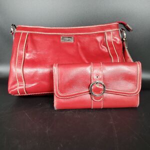 Liz & Co Red Shoulder Bag w/ Matching Wallet Y2K Faux Leather